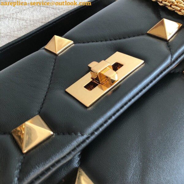 Replica Valentino Roman Stud Large Chain Bag In Black Nappa Leather 4