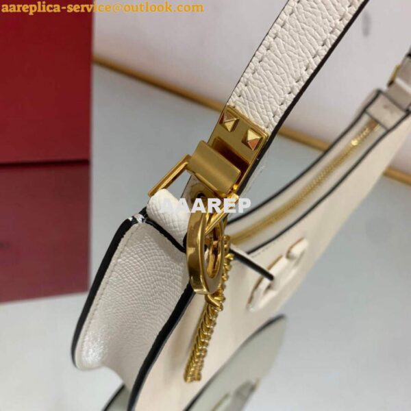 Replica Valentino 1W2P0W19RQR Mini Vlogo Signature Grainy Calfskin Hobo Bag Light Ivory 4