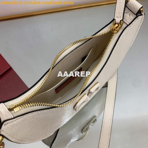 Replica Valentino 1W2P0W19RQR Mini Vlogo Signature Grainy Calfskin Hobo Bag Light Ivory 6