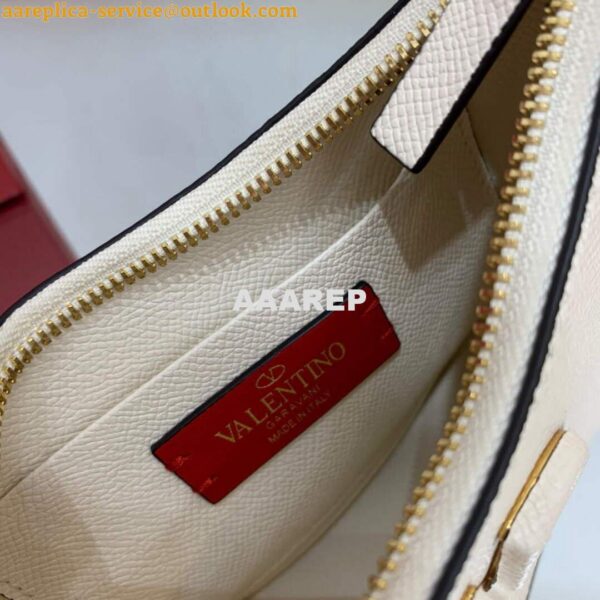 Replica Valentino 1W2P0W19RQR Mini Vlogo Signature Grainy Calfskin Hobo Bag Light Ivory 7