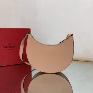 Replica Valentino 1W2P0W19RQR Mini Vlogo Signature Grainy Calfskin Hobo Bag Light Pink