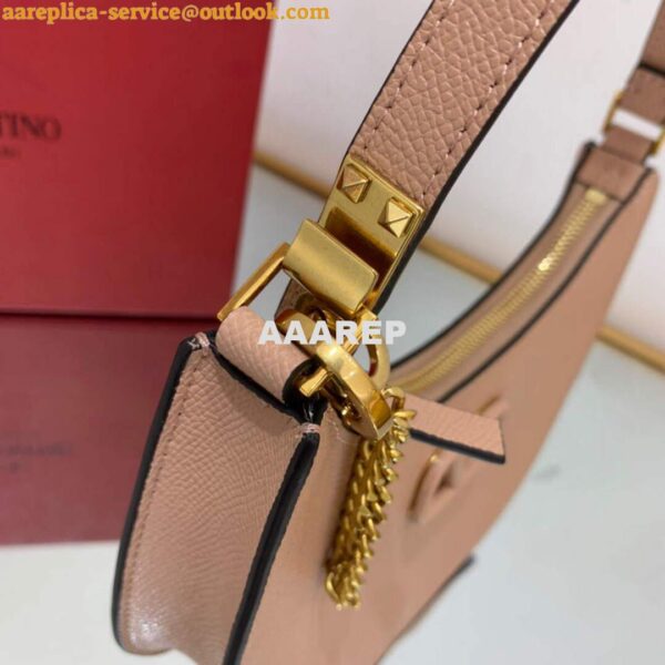 Replica Valentino 1W2P0W19RQR Mini Vlogo Signature Grainy Calfskin Hobo Bag Light Pink 4