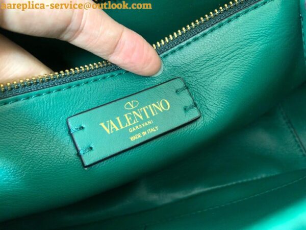 Replica Valentino Roman Stud Large Chain Bag In Green Nappa Leather 7