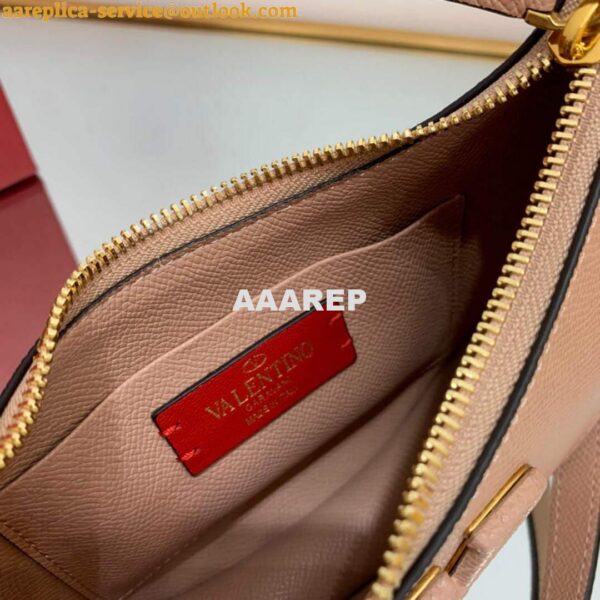 Replica Valentino 1W2P0W19RQR Mini Vlogo Signature Grainy Calfskin Hobo Bag Light Pink 7