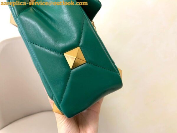 Replica Valentino Roman Stud Large Chain Bag In Green Nappa Leather 9