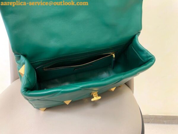 Replica Valentino Roman Stud Large Chain Bag In Green Nappa Leather 10