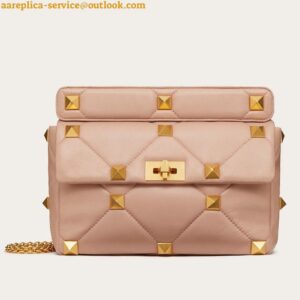 Replica Valentino Roman Stud Large Chain Bag In Rose Cannelle Nappa Leather 2