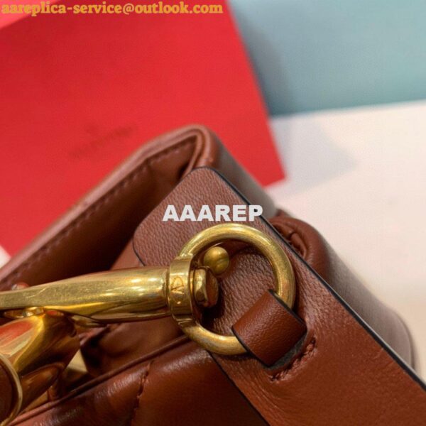 Replica Valentino 2021 Roman Stud The Handle Bag In Nappa 0097L Brown 5