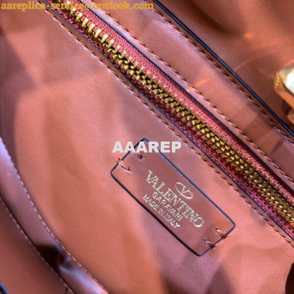 Replica Valentino 2021 Roman Stud The Handle Bag In Nappa 0097L Brown 10
