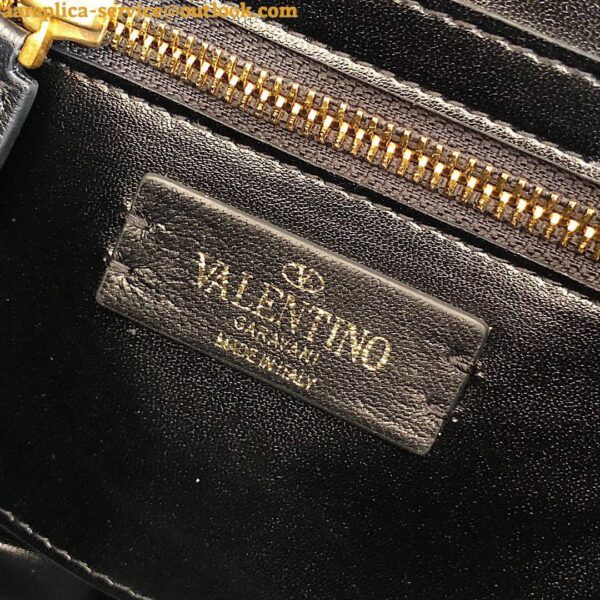 Replica Valentino Roman Stud Medium Chain Bag In Black Nappa Leather 12