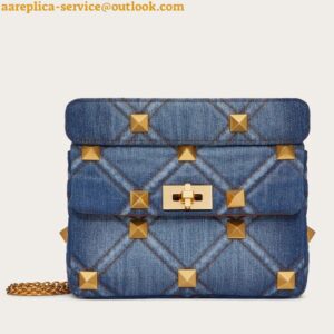 Replica Valentino Roman Stud Medium Chain Bag In Denim