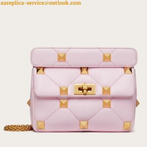 Replica Valentino Roman Stud Medium Chain Bag In Pink Nappa Leather