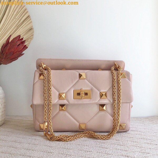 Replica Valentino Roman Stud Medium Chain Bag In Pink Nappa Leather 5