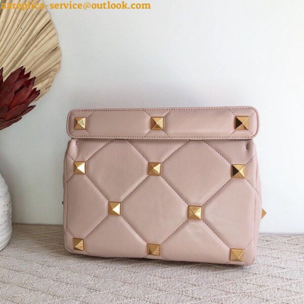 Replica Valentino Roman Stud Medium Chain Bag In Pink Nappa Leather 8