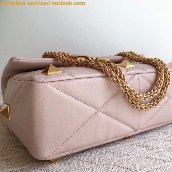 Replica Valentino Roman Stud Medium Chain Bag In Pink Nappa Leather 9