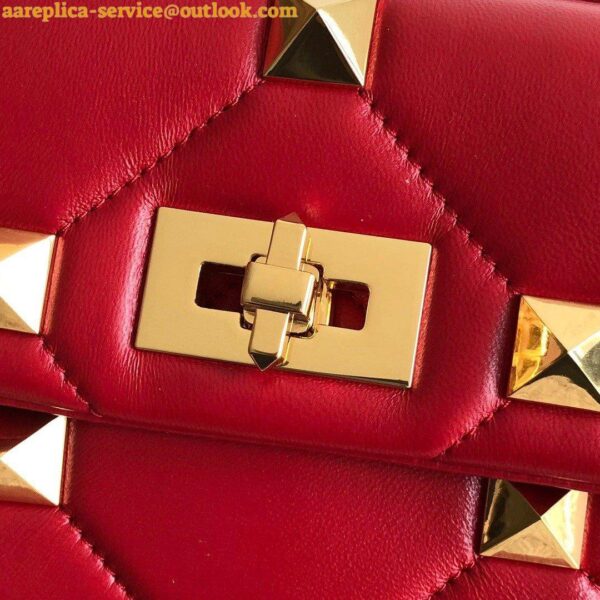 Replica Valentino Roman Stud Medium Chain Bag In Red Nappa Leather 12