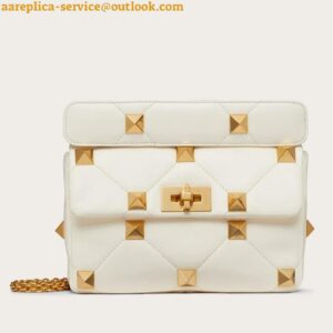 Replica Valentino Roman Stud Medium Chain Bag In White Nappa Leather