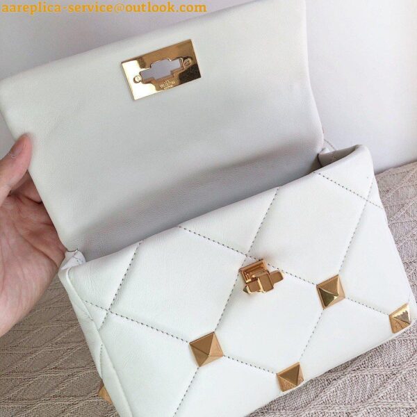 Replica Valentino Roman Stud Medium Chain Bag In White Nappa Leather 10