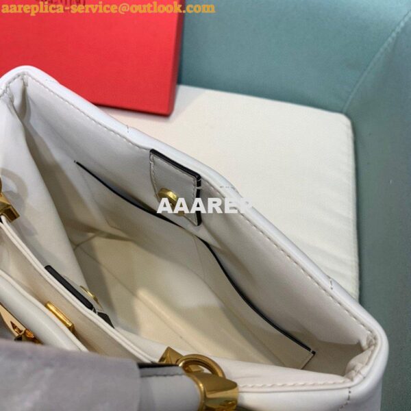 Replica Valentino 2021 Roman Stud The Handle Bag In Nappa 0097L White 10