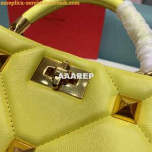 Replica Valentino 2021 Roman Stud The Handle Bag In Nappa 0097L Yellow 2