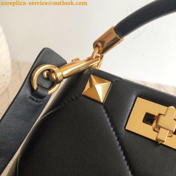 Replica Valentino Roman Stud Mini Handle Bag In Black Nappa Leather 6