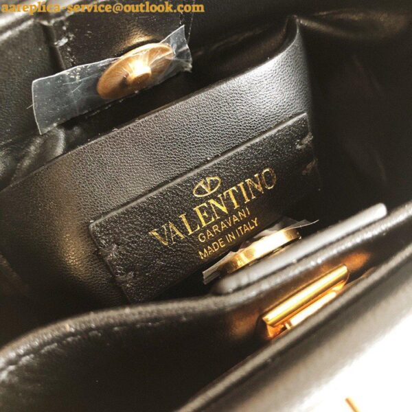 Replica Valentino Roman Stud Mini Handle Bag In Black Nappa Leather 11