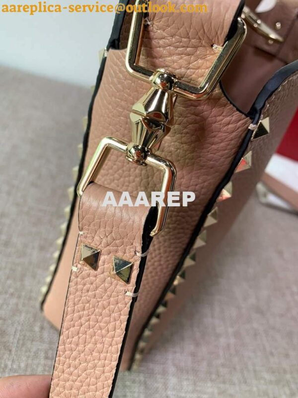 Replica Valentino 2B0C17 Rockstud Grainy Calfskin Hobo Bag 50031S Light Pink 7