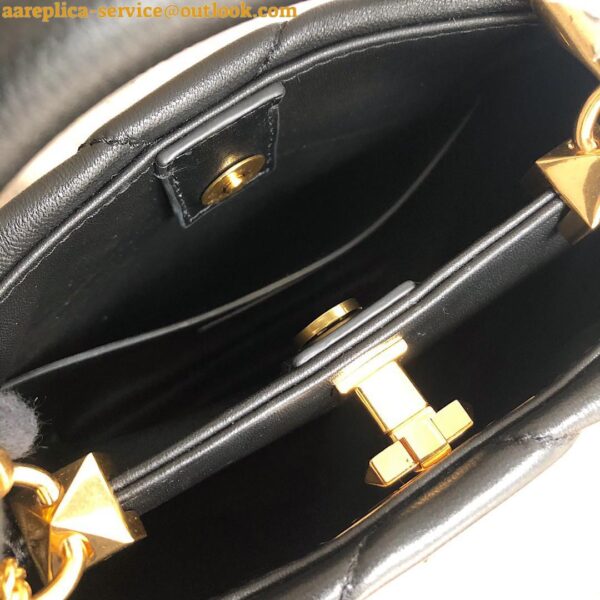 Replica Valentino Roman Stud Small Handle Bag In Black Nappa Leather 11