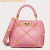 Replica Valentino Roman Stud Small Handle Bag In Rose Cannelle Nappa Leather 2