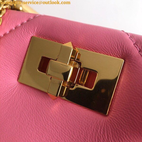 Replica Valentino Roman Stud Small Handle Bag In Pink Nappa Leather 7