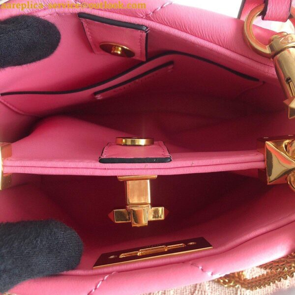 Replica Valentino Roman Stud Small Handle Bag In Pink Nappa Leather 8