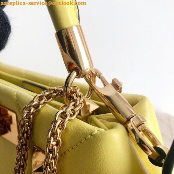 Replica Valentino Roman Stud Small Handle Bag In Yellow Nappa Leather 7