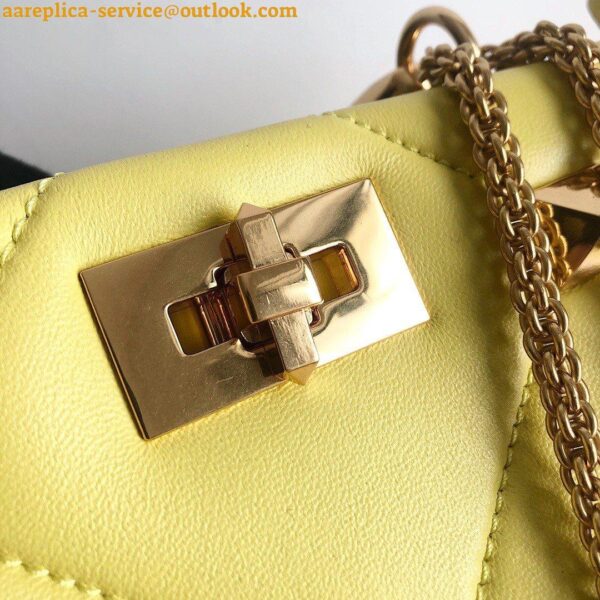 Replica Valentino Roman Stud Small Handle Bag In Yellow Nappa Leather 8