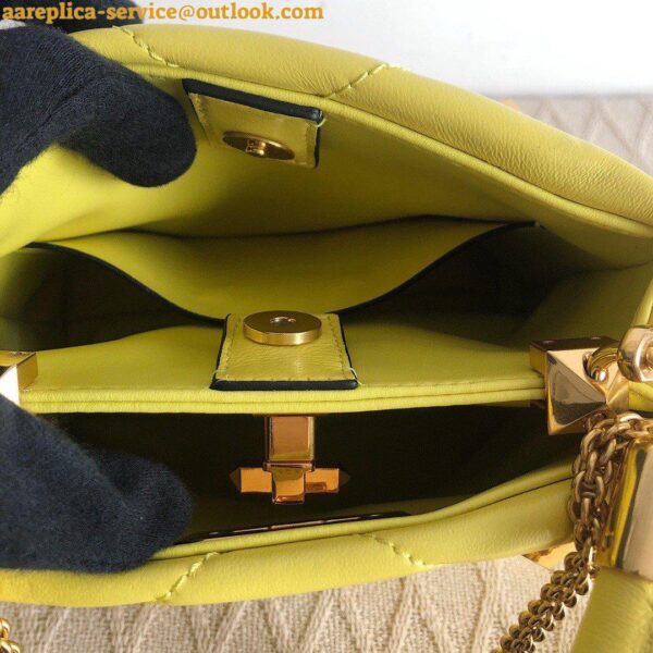 Replica Valentino Roman Stud Small Handle Bag In Yellow Nappa Leather 9