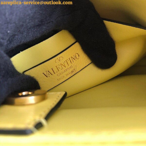 Replica Valentino Roman Stud Small Handle Bag In Yellow Nappa Leather 10