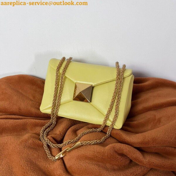 Replica Valentino Roman Stud Small Handle Bag In Yellow Nappa Leather 18