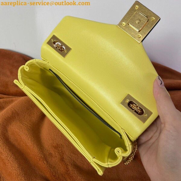 Replica Valentino Roman Stud Small Handle Bag In Yellow Nappa Leather 20