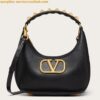 Replica Valentino Stud Sign Hobo Bag In Dark Brown Calfskin 2