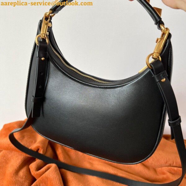 Replica Valentino Stud Sign Hobo Bag In Black Calfskin 12