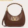 Replica Valentino Stud Sign Hobo Bag In Black Calfskin