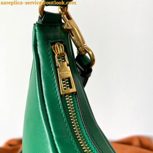 Replica Valentino Stud Sign Hobo Bag In Green Calfskin 12