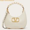 Replica Valentino Stud Sign Hobo Bag In Green Calfskin