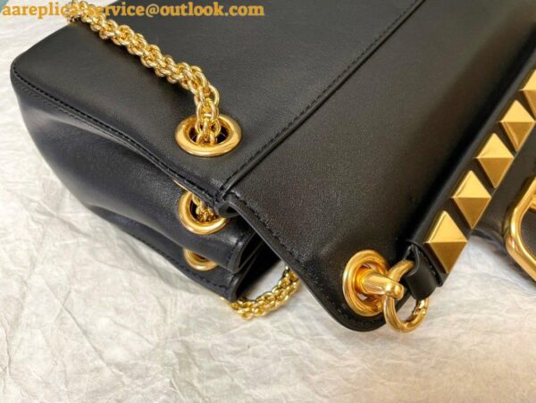 Replica Valentino Stud Sign Shoulder Bag In Black Nappa Leather 10