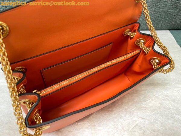 Replica Valentino Stud Sign Shoulder Bag In Orange Nappa Leather 11