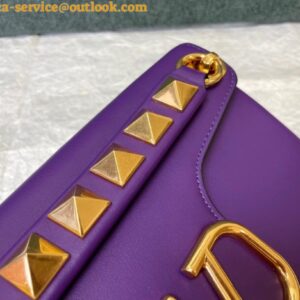 Replica Valentino Stud Sign Shoulder Bag In Purple Nappa Leather