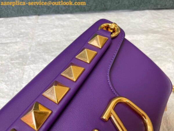 Replica Valentino Stud Sign Shoulder Bag In Purple Nappa Leather