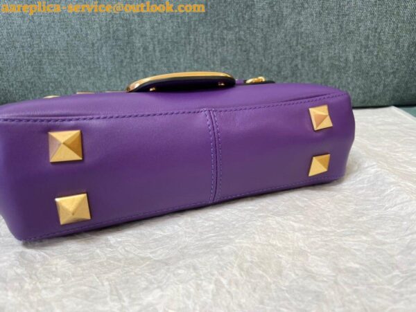 Replica Valentino Stud Sign Shoulder Bag In Purple Nappa Leather 5