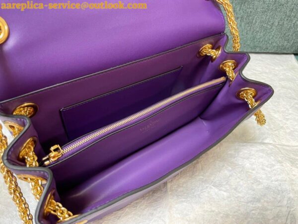 Replica Valentino Stud Sign Shoulder Bag In Purple Nappa Leather 8