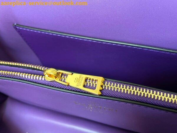 Replica Valentino Stud Sign Shoulder Bag In Purple Nappa Leather 11