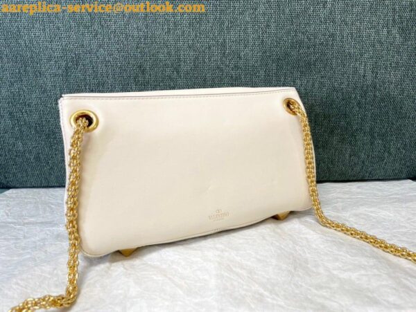 Replica Valentino Stud Sign Shoulder Bag In White Nappa Leather 6